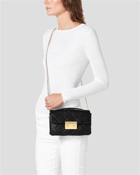 michael kors small black quilted sloan wallet|Michael Kors Ladies Sloan Quilted Small Shoulder Bag .